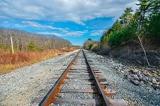 Fore River Sanctuary Rustic Railroad Tracks to the Horizon, Portland, Maine