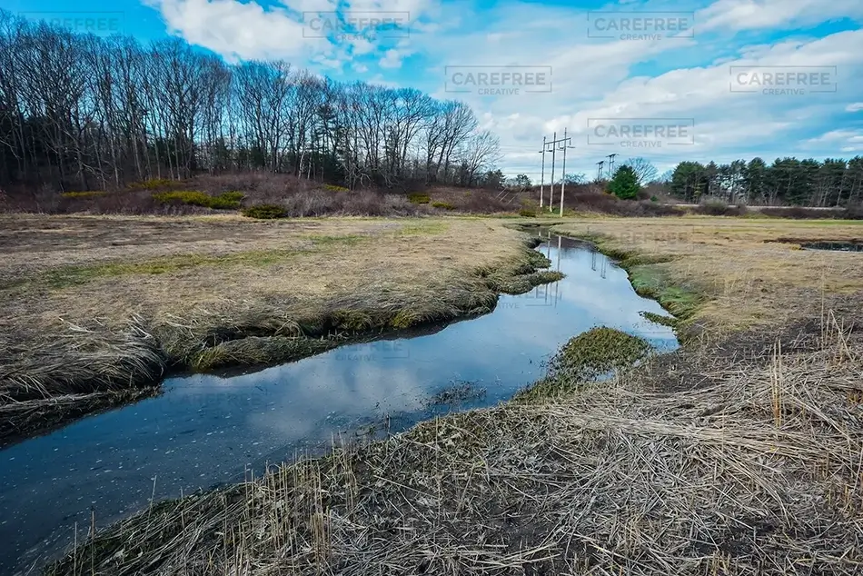 Fore River Sanctuary Gentle River Curve Through the Marsh, Portland, Maine · United States