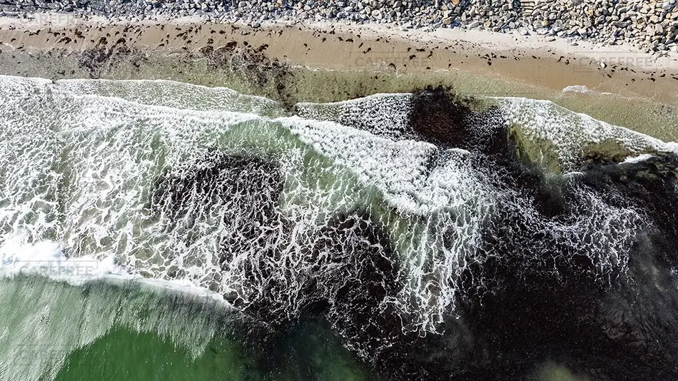 Fortunes Rock Beach Aerial View of Ocean Waves, Biddeford, Maine · United States