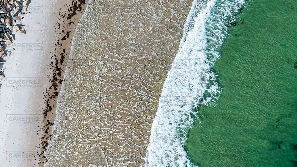 Fortunes Rock Beach Calm Turquoise Waves and Sand, Biddeford, Maine · United States