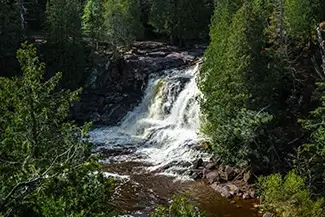 Gooseberry Falls State Park Waterfall Surrounded by Greenery, Two Harbors, Minnesota