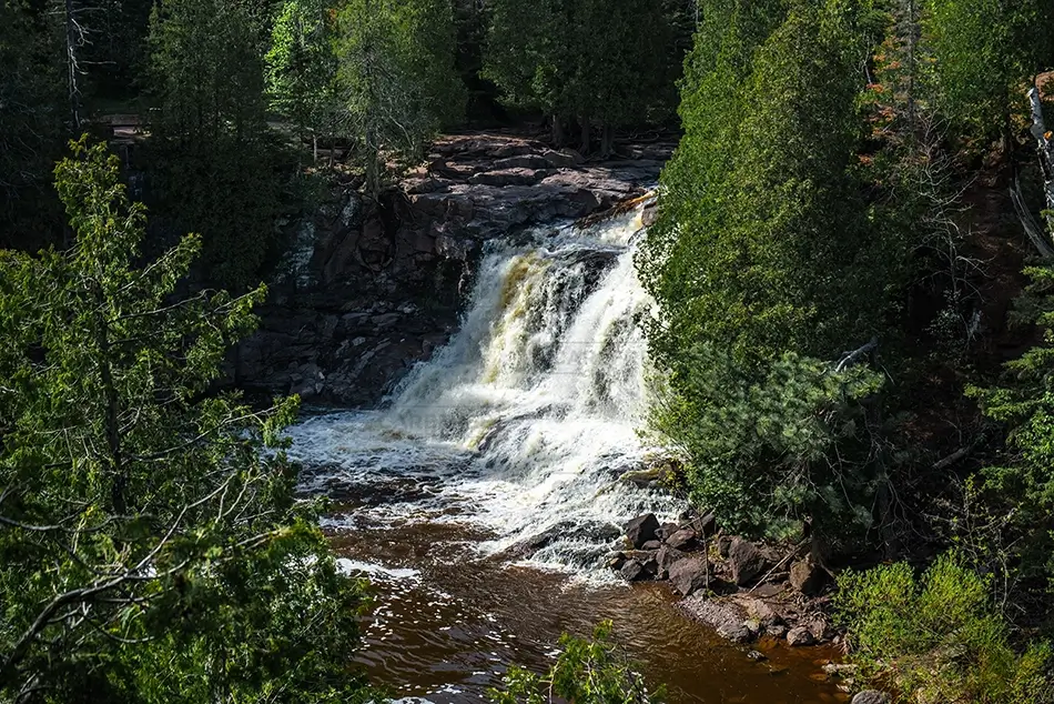 Gooseberry Falls State Park Waterfall Surrounded by Greenery, Two Harbors, Minnesota · United States