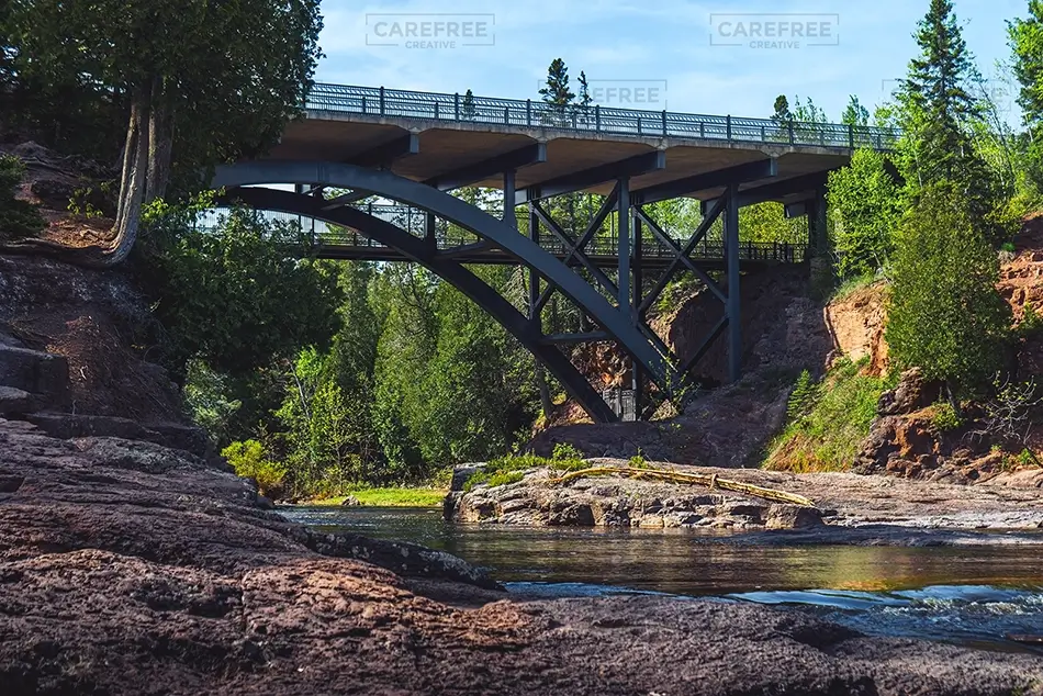 Gooseberry Falls State Park Scenic Bridge Over Water, Two Harbors, Minnesota · United States