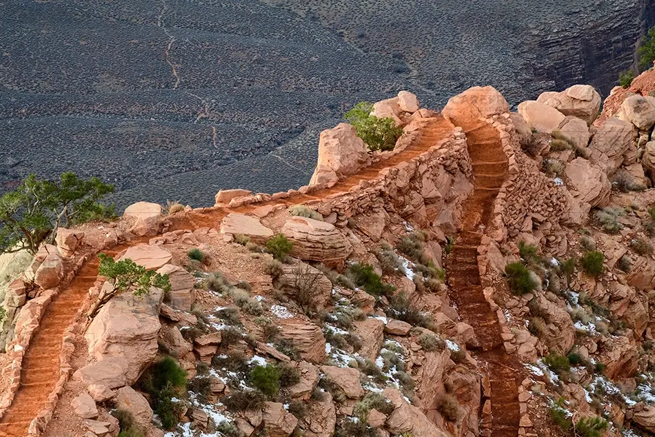 Grand Canyon National Park Switchback Trail Through Rocks, North Rim, Arizona · United States