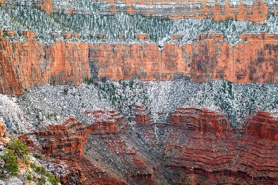 Grand Canyon National Park Snow Dusted Red Cliffs, North Rim, Arizona · United States