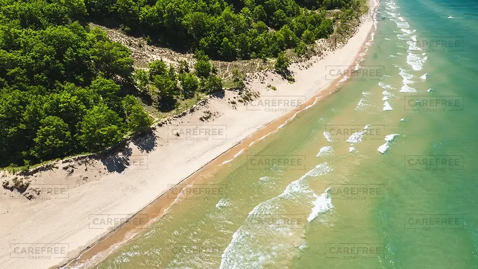 Grand Mere State Park Aerial Beach Shoreline, Stevensville, Michigan · United States