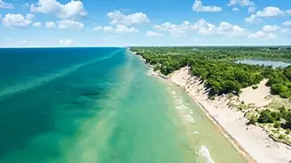 Grand Mere State Park Aerial Coastal Shoreline View, Stevensville, Michigan