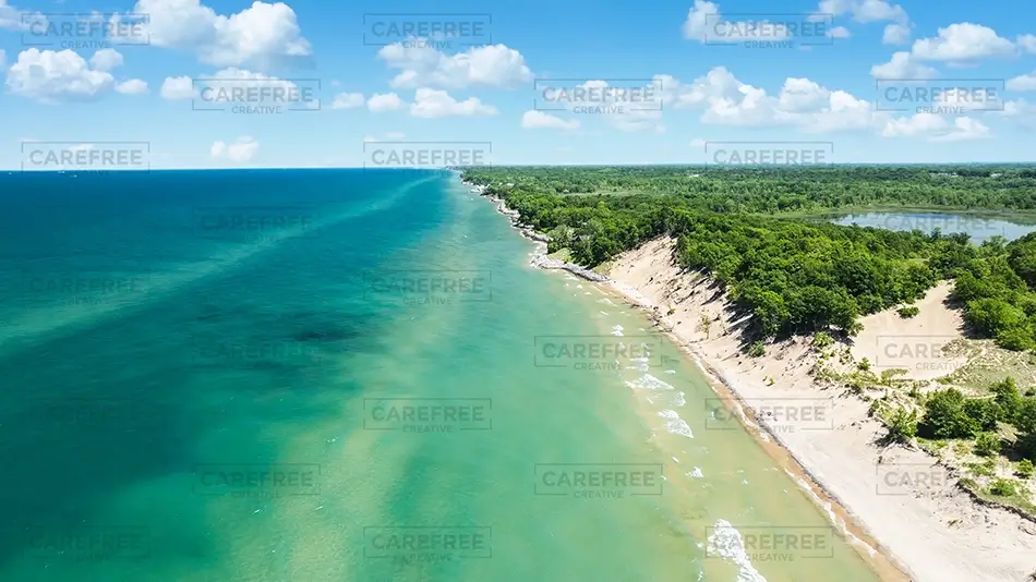 Grand Mere State Park Aerial Coastal Shoreline View, Stevensville, Michigan · United States