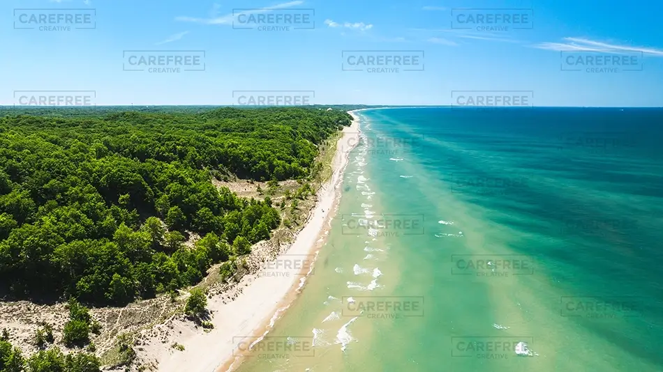 Grand Mere State Park Aerial Beach Coastline, Stevensville, Michigan · United States