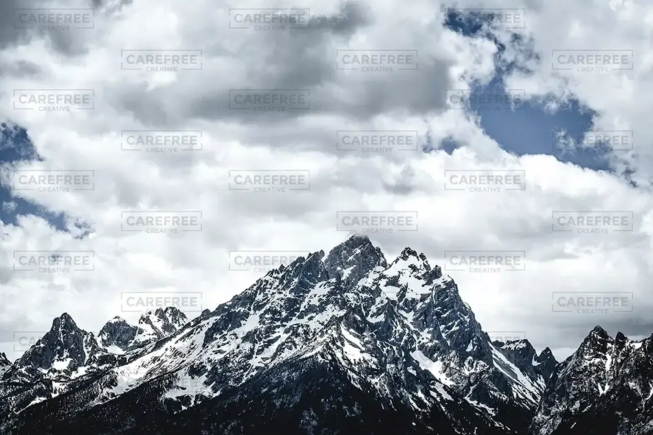 Grand Teton National Park Majestic Mountain Under Clouds, Wyoming · United States