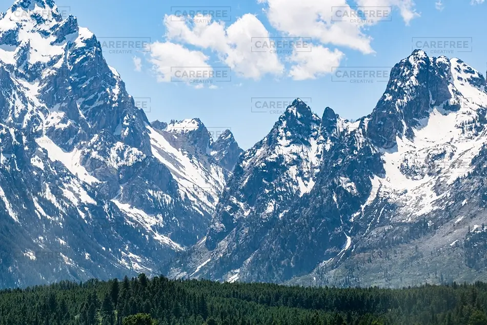 Grand Teton National Park Majestic Snowy Peaks Background, Jackson, Wyoming · United States