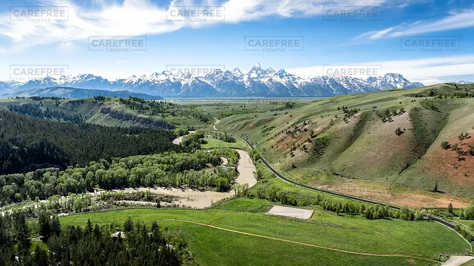 Grand Tetons National Park Lush Green Valley View, Jackson, Wyoming · United States
