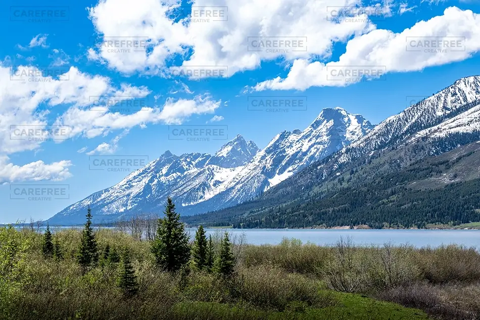 Grand Tetons National Park Majestic Snowy Mountain Landscape, Jackson, Wyoming · United States