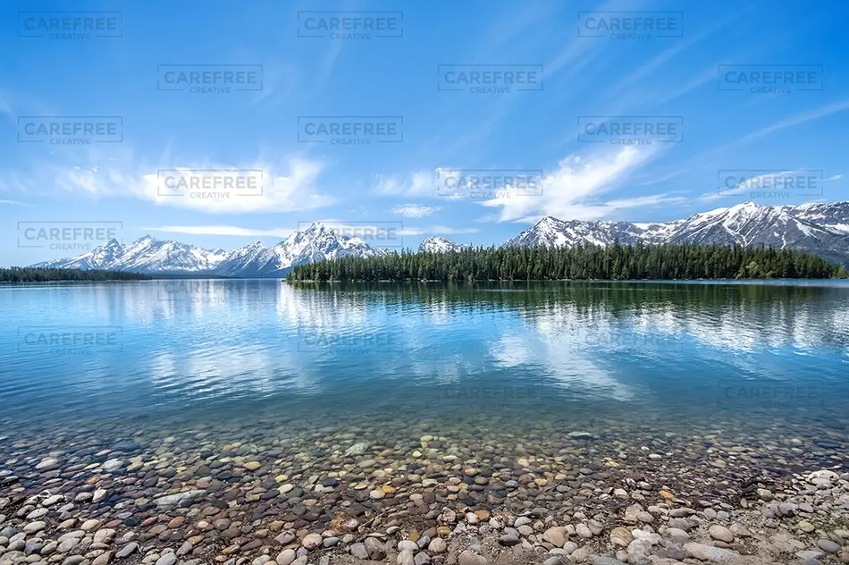 Grand Tetons National Park Serene Mountain Lake View, Jackson, Wyoming · United States