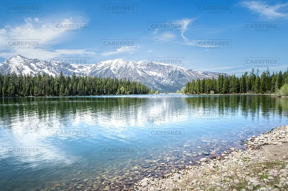 Grand Teton National Park Snowy Mountain Reflection, Jackson, Wyoming · United States