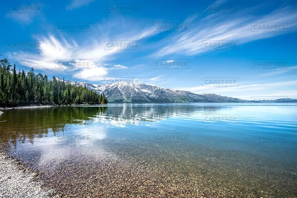 Grand Tetons National Park Serene Lake Reflection, Jackson, Wyoming · United States