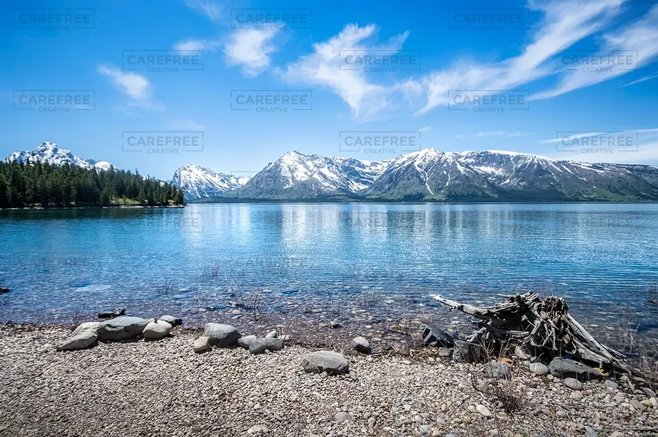 Grand Teton National Park Clear Blue Lake Reflection, Jackson, Wyoming · United States