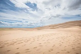 Great Sand Dunes National Park Vast Desert Landscape with Footprints, Alamosa, Colorado