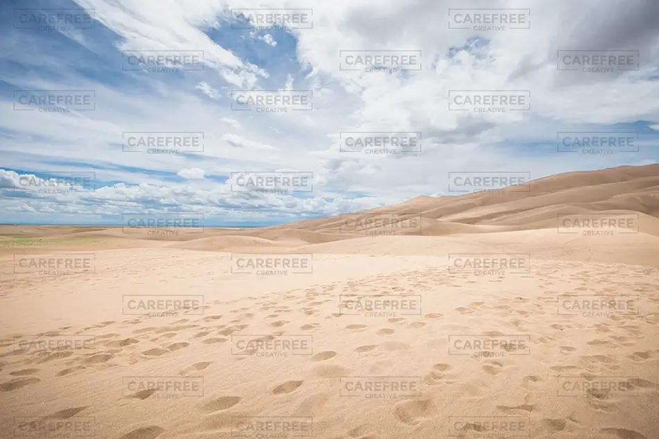 Great Sand Dunes National Park Vast Desert Landscape with Footprints, Alamosa, Colorado · United States