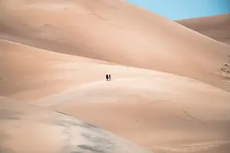 Great Sand Dunes National Park Serene Dune Landscape with Visitors, Alamosa, Colorado