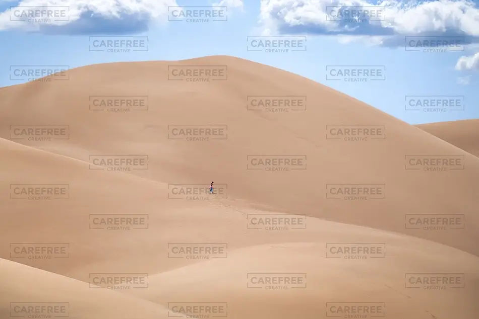 Great Sand Dunes National Park Desert Landscape with Hiker, Alamosa, Colorado · United States