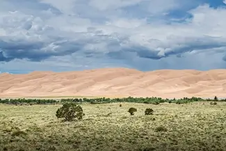Great Sand Dunes National Park Desert Landscape and Clouds, Alamosa, Colorado