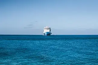 Great Stirrup Cay Approach on Azure Waters, Berry Islands, The Bahamas