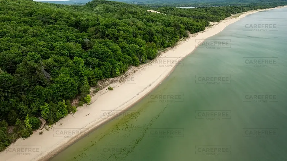 Green Point Dunes Nature Preserve Forested Beach Shoreline, Frankfort, Michigan · United States