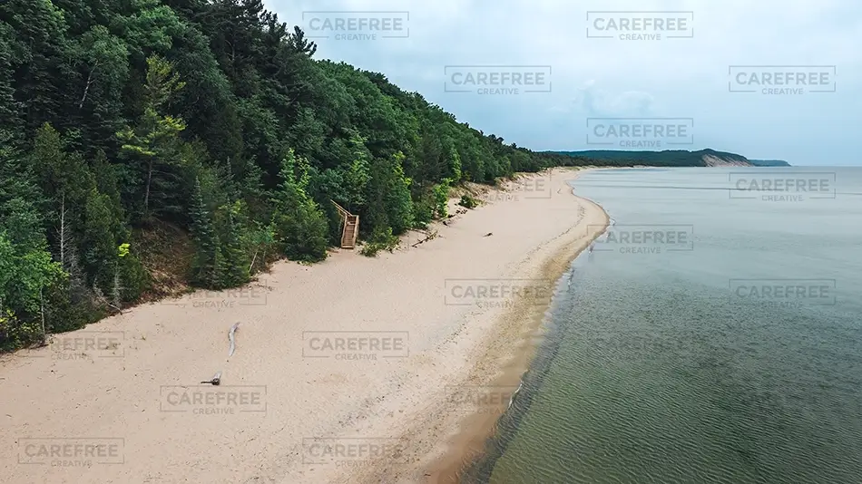 Green Point Dunes Nature Preserve Forested Shoreline Sandy Beach, Frankfort, Michigan · United States