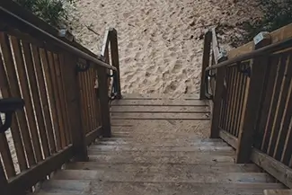 Green Point Dunes Nature Preserve Wooden Steps to Sand, Frankfort, Michigan