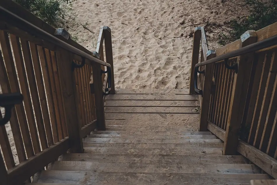 Green Point Dunes Nature Preserve Wooden Steps to Sand, Frankfort, Michigan · United States