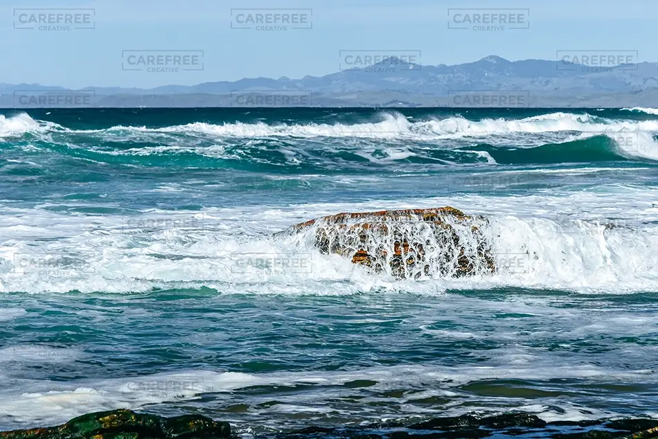 Hazard Reef Waves Crashing Over Rock, Los Osos, California · United States