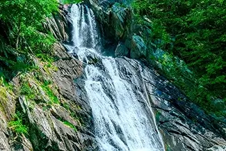 High Falls Conservation Waterfall into the Pool, Hudson, New York