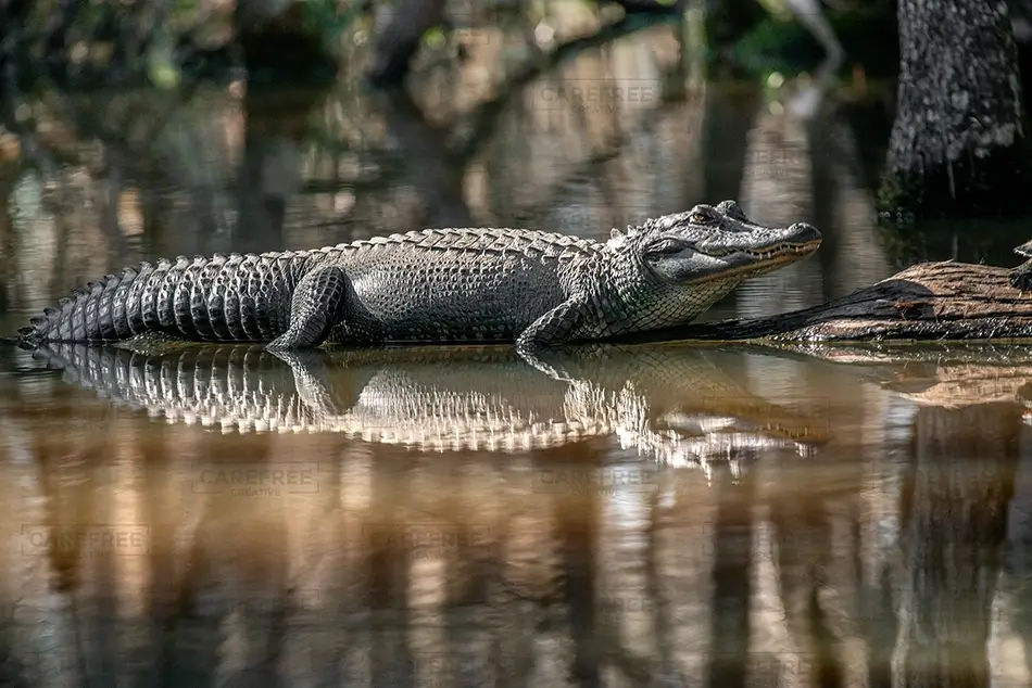Honey Island Swamp Alligator Relaxing in Water, Slidell, Louisiana · United States