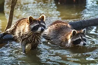 Honey Island Swamp Raccoons Playing in Water, Slidell, Louisiana