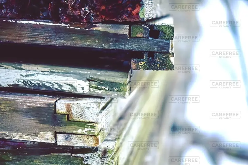 Horton Woods Stacked Wooden Pallets, Saco, Maine · United States