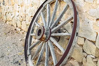 Hueco Tanks State Park Historic Site Old Wooden Wagon Wheel, El Paso, Texas