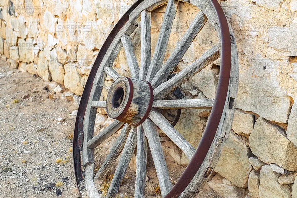 Hueco Tanks State Park Historic Site Old Wooden Wagon Wheel, El Paso, Texas · United States