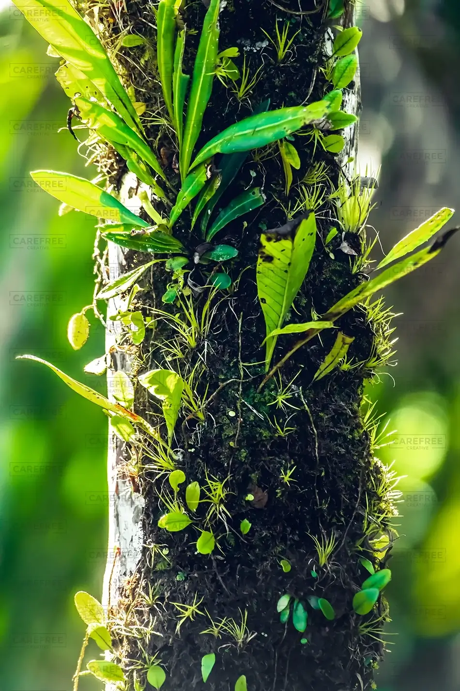Isabel De Torres National Park Dappled Light on Mossy Tree, Puerto Plata, Dominican Republic · Caribbean