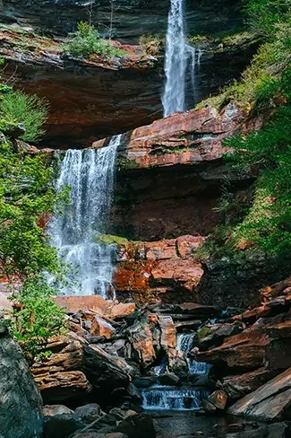 Kaaterskill Falls Water Cascading Over Natural Steps, Hunter, New York