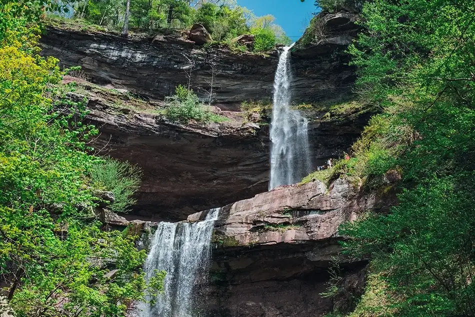 Kaaterskill Falls Over Red Rocks, Hunter, New York · United States