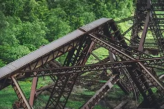 Kinzua Bridge State Park Collapsed Rusted Steel Trusses, Mt Jewett, Pennsylvania