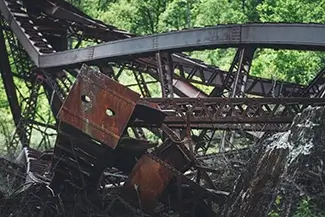 Kinzua Bridge State Park Rusted Twisted Steel Wreckage, Mt Jewett, Pennsylvania