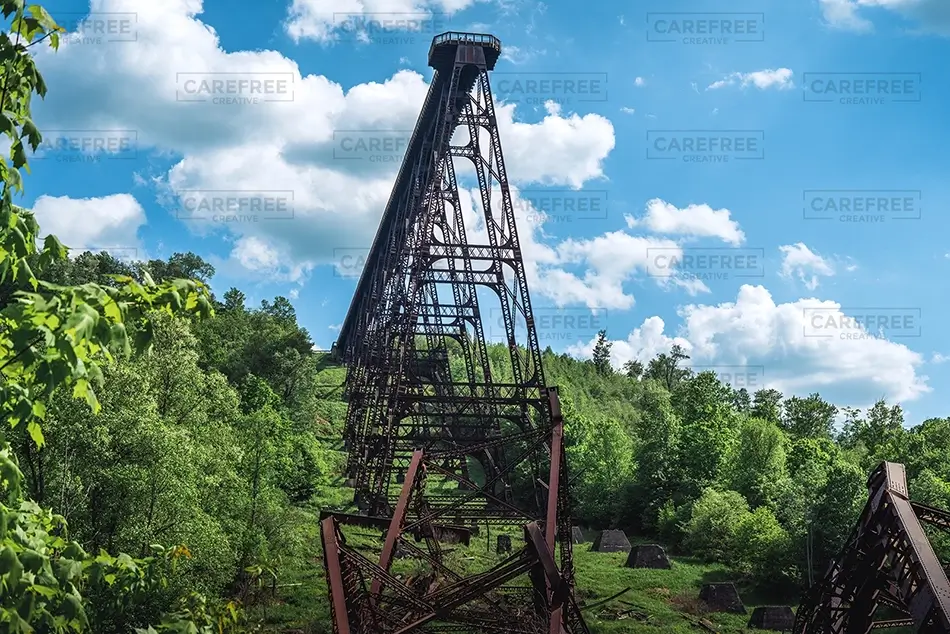 Kinzua Bridge State Park Rusted Steel Trestle Ruins, Mt Jewett, Pennsylvania · United States