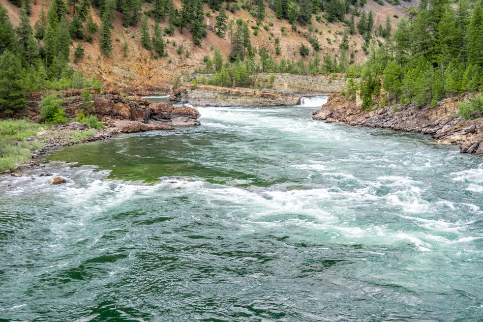 Kootenai Falls Rushing River Rapids, Libby, Montana · United States