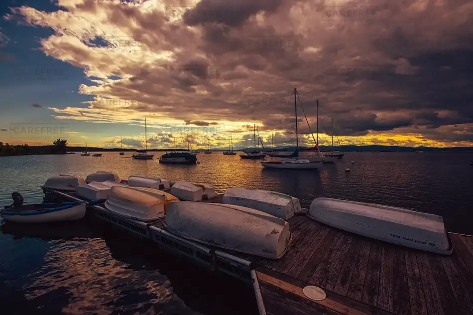 Lake Champlain Dock at Sunset