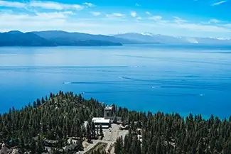 Lake Tahoe Aerial View of Blue Waters, South Lake Tahoe, California