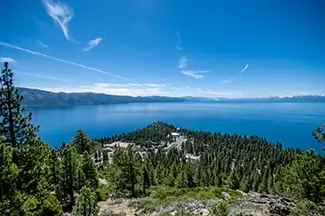 Lake Tahoe Scenic Overlook with Blue Waters, South Lake Tahoe, California