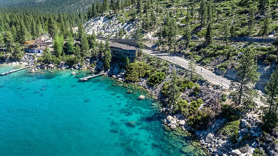 Lake Tahoe Scenic Shoreline with Clear Water, South Lake Tahoe, California · United States