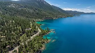 Lake Tahoe Aerial View of Clear Blue Water, South Lake Tahoe, California